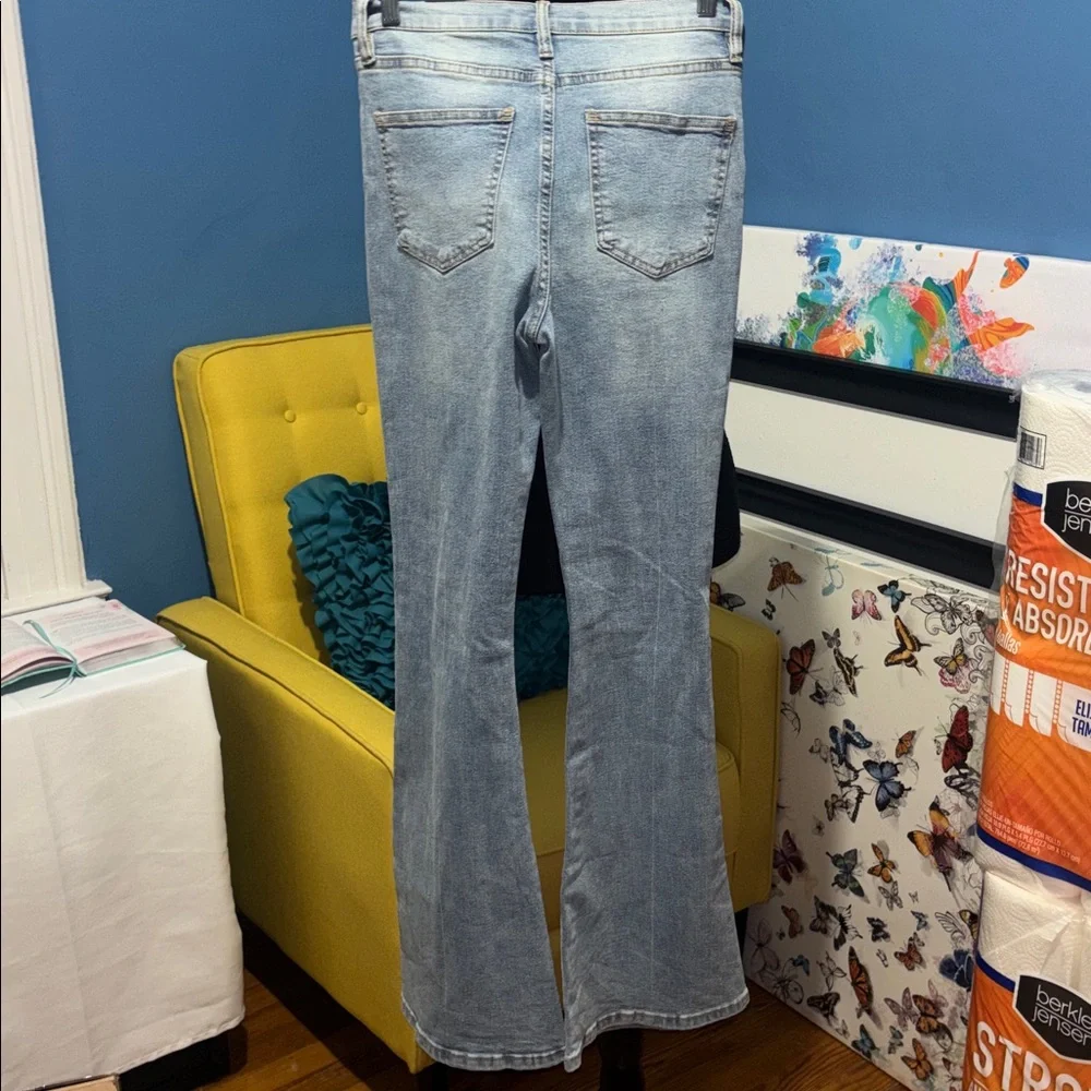 Fashion Nova Light Blue Flare Jeans - Picture 6 of 6